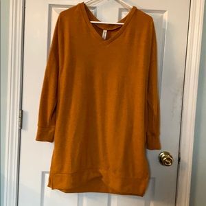 Long sleeve tunic length sweater